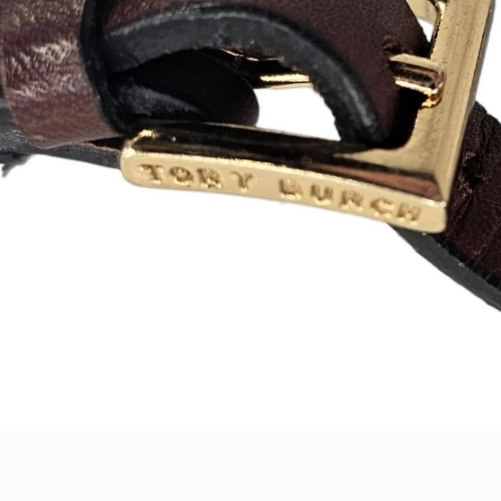 Tory Burch Womens 7.5 Leather Strappy Padlock Sandals - Picture 6 of 9